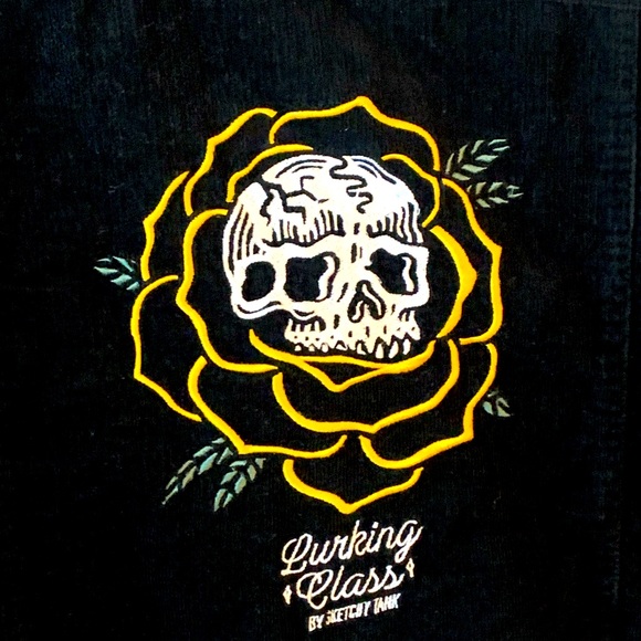 Sketchy Tank Lurking Class Graphic Jacket Grunge Punk Skull Logo Black S - Picture 2 of 7